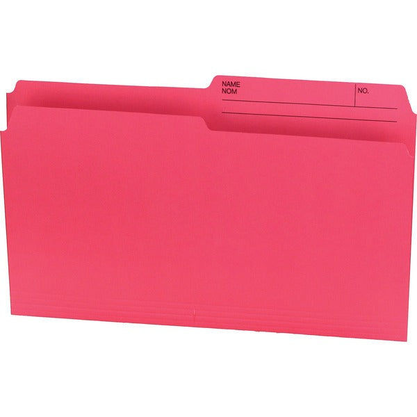 Offix 1/2 Tab Cut Legal Top Tab File Folder - 8 1/2" (215.90 mm) x 14" (355.60 mm) - 10.5 pt. (3.70 mm) - Pink - 100 / Box