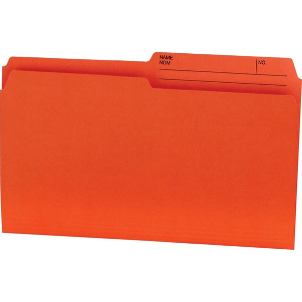 Offix 1/2 Tab Cut Legal Top Tab File Folder - 8 1/2" (215.90 mm) x 14" (355.60 mm) - 10.5 pt. (3.70 mm) - Orange - 100 / Box