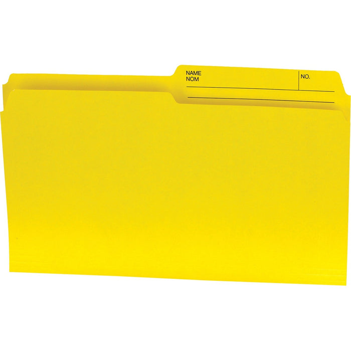 Offix 1/2 Tab Cut Legal Top Tab File Folder - 8 1/2" (215.90 mm) x 14" (355.60 mm) - 10.5 pt. (3.70 mm) - Yellow - 100 / Box