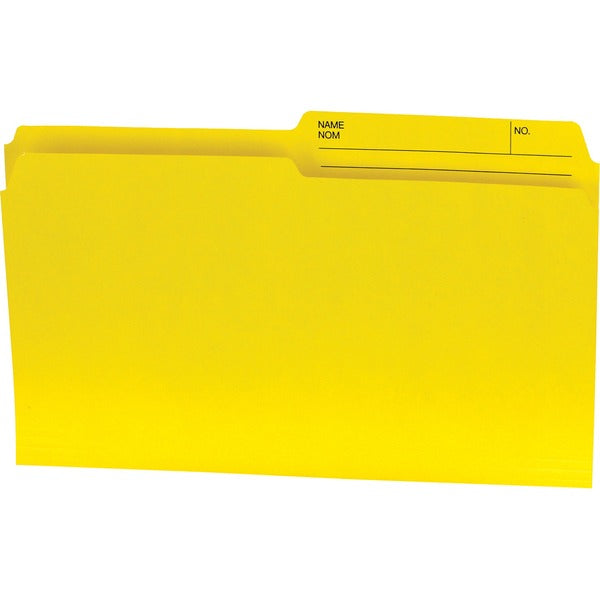 Offix 1/2 Tab Cut Legal Top Tab File Folder - 8 1/2" (215.90 mm) x 14" (355.60 mm) - Yellow - 100 / Box