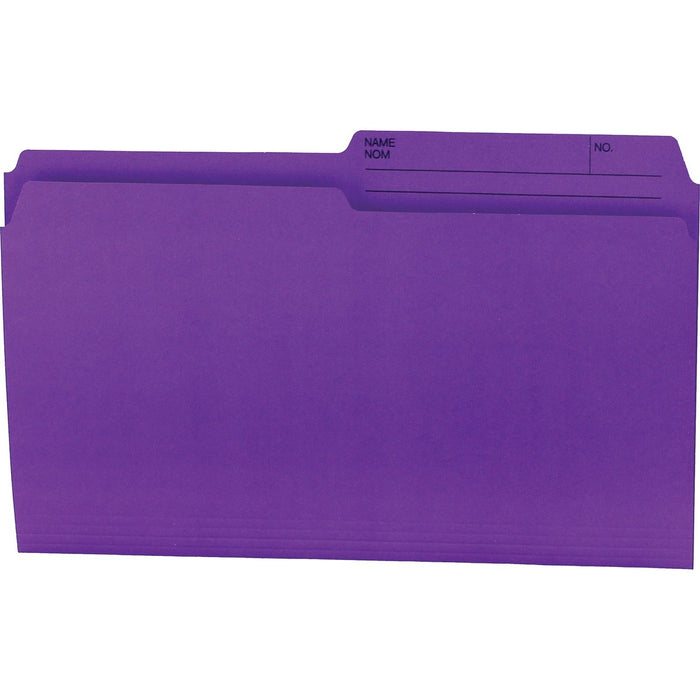 Offix 1/2 Tab Cut Legal Top Tab File Folder - 8 1/2" (215.90 mm) x 14" (355.60 mm) - 10.5 pt. (3.70 mm) - Purple - 100 / Box