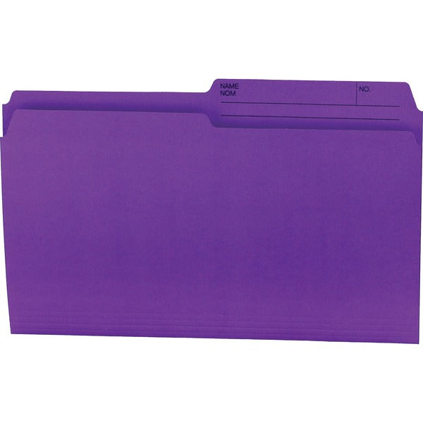 Offix 1/2 Tab Cut Legal Top Tab File Folder - 8 1/2" (215.90 mm) x 14" (355.60 mm) - 10.5 pt. (3.70 mm) - Purple - 100 / Box