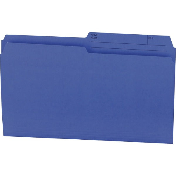 Offix 1/2 Tab Cut Legal Top Tab File Folder - 8 1/2" x 14" - Navy - 100 / Box