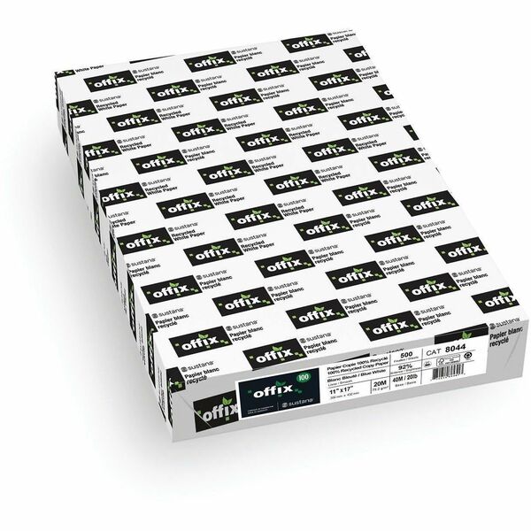 Offix Offix&reg; 100 Recycled Paper - Tabloid - 11" (279.40 mm) x 17" (431.80 mm) - 20 lb (9071.85 g) Basis Weight - Smooth - White - 500 / Pack