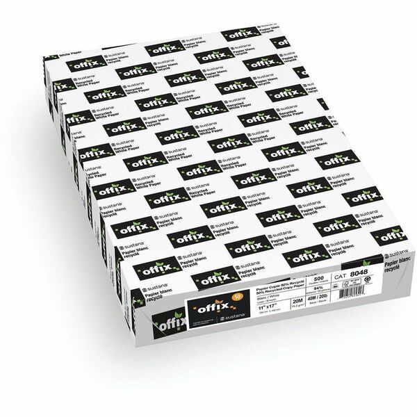 Offix 50 Recycled Paper - 94 Brightness - Tabloid - 11" (279.40 mm) x 17" (431.80 mm) - 20 lb (9071.85 g) Basis Weight - 500 / Pack
