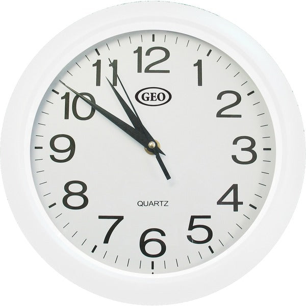 Geocan Wall Clock - Analog - Quartz - White Case