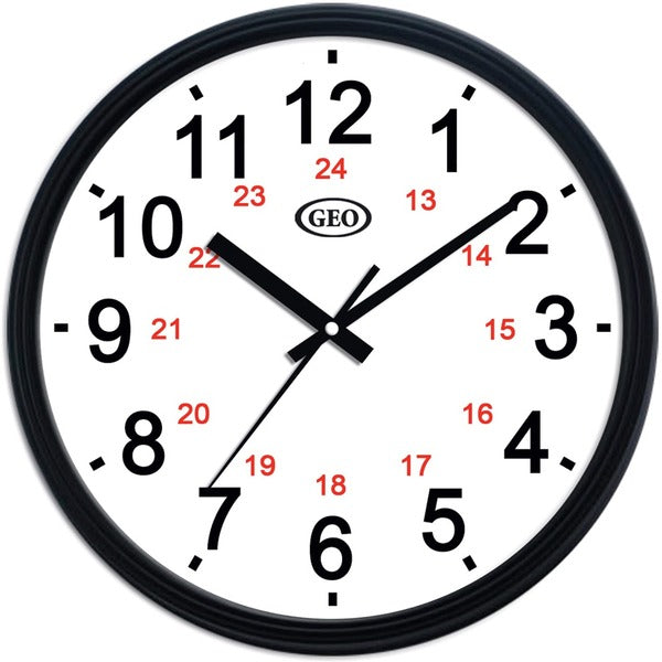 Geocan Wall Clock - Analog - Quartz - Black Case