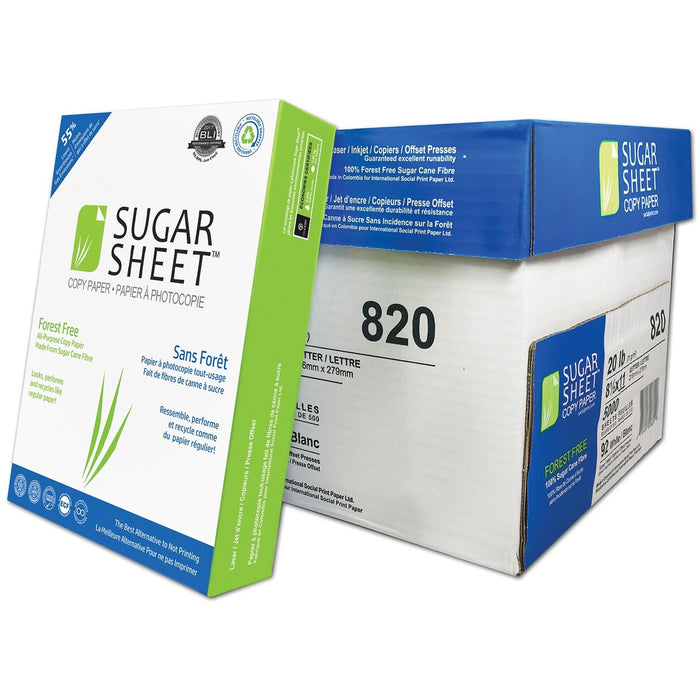 Social Print Paper Sugar Sheet™ Copy Paper - Letter - 8 1/2" (215.90 mm) x 11" (279.40 mm) - Chlorine-free - 500 / Pack