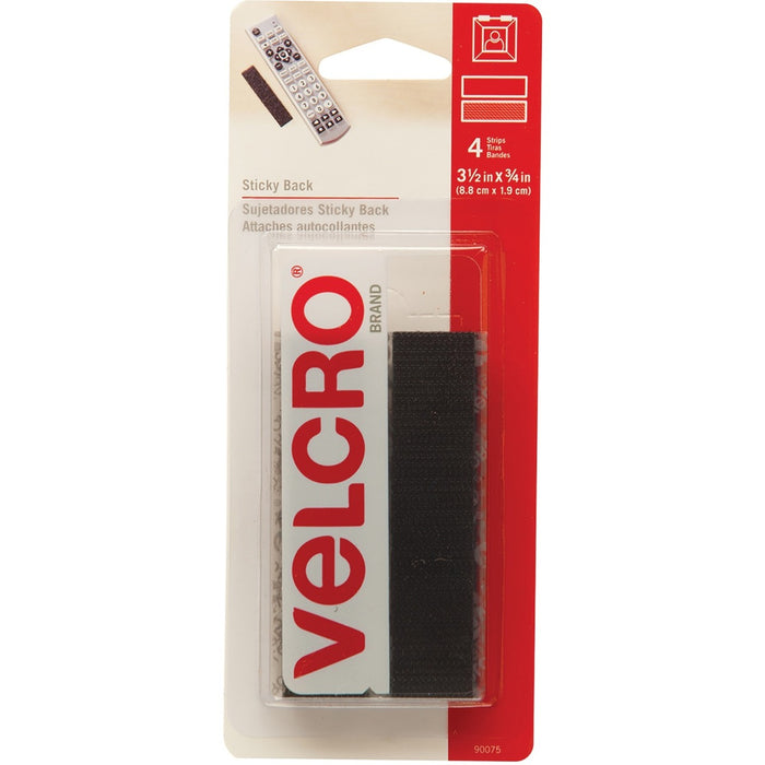 VELCRO&reg; Fasteners - 3.50" (88.9 mm) Length x 0.75" (19 mm) Width - Black - 4 / Pack