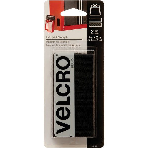 VELCRO&reg; Industrial Adhesive Strips - 2" (50.8 mm) Length x 4" (101.6 mm) Width - Black - 1 / Pack