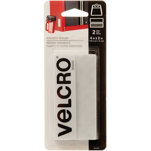 VELCRO&reg; Industrial Adhesive Strips - 2" (50.8 mm) Length x 4" (101.6 mm) Width - 1 / Pack - White