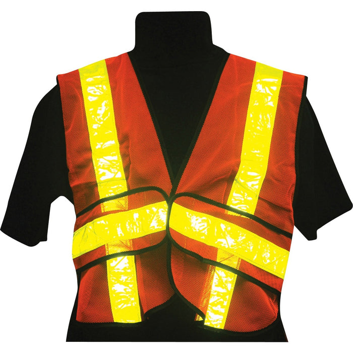 RONCO High-Viz Traffic Vest - One Size - Mesh - Orange - Comfortable, Breathable, Reflective Strip, Reflective Front & Back, High Visibility - 1 Each