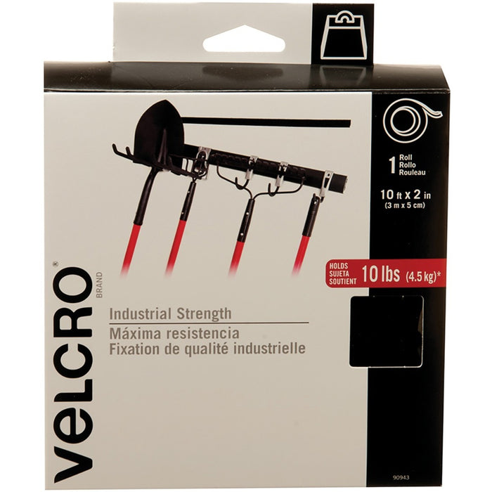 VELCRO&reg; Industrial Adhesive Strips - 10 ft (3 m) Length x 2" (50.8 mm) Width - Black - 1 Each