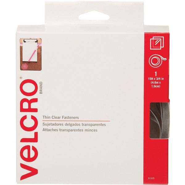 VELCRO&reg; Self-Adhesive Tape - 0.75" (19 mm) Length - Clear - 1 Each