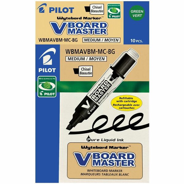 BeGreen V Board Master Dry Erase Whiteboard Marker - Chisel Marker Point - Refillable - Green Ink - 1 Each
