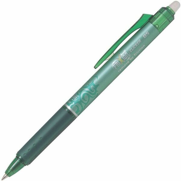Pilot FriXion&reg; Ball Clicker Retractable Erasable Pen - 0.5 mm (0.02") Marker Point - Refillable - Retractable - Erasable - Green Ink - Rubber Tip - 1 Each
