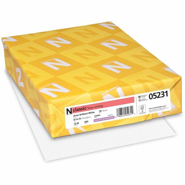 Neenah Classic Linen Paper - Letter - 8 1/2" (215.90 mm) x 11" (279.40 mm) - 24 lb (10886.22 g) Basis Weight - 90 g/m&#178; Grammage - Smooth - 500 / Pack