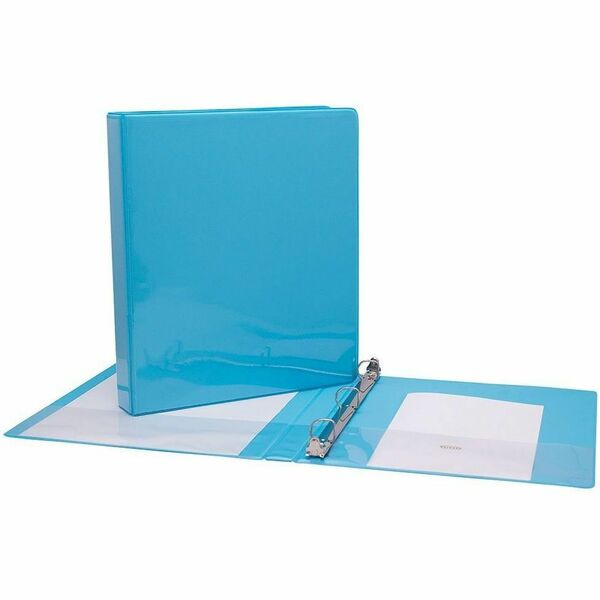 GEO 1" Presentation Binder - Light Blue - 1" (25.40 mm) Binder Capacity - 1" (25.40 mm) Ring - Fastener: D-Ring - Pocket: 2, Front, Back, Spine, Internal - Vinyl - Light Blue - 1 Each