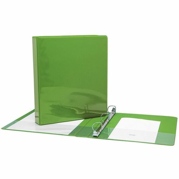 GEO 1" Presentation Binder - Light Green - 1" (25.40 mm) Binder Capacity - 1" (25.40 mm) Ring - Fastener: D-Ring - Pocket: 2, Front, Back, Spine, Internal - Vinyl - Light Green - 1 Each