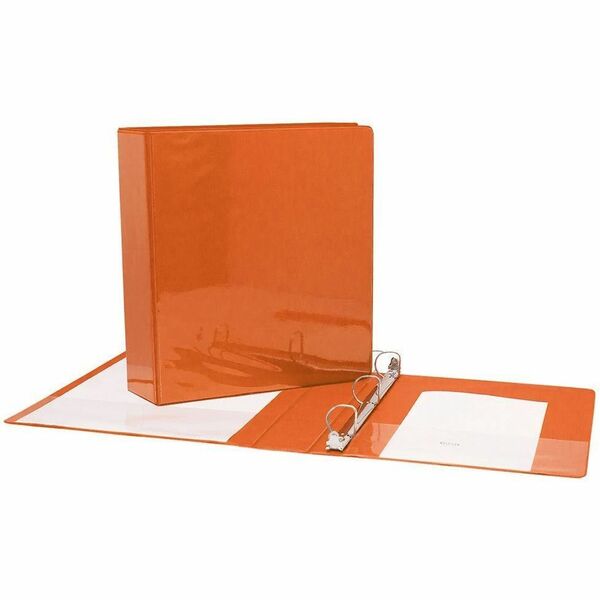 GEO 1.5" Presentation Binder - Orange - 1 1/2" (38.10 mm) Binder Capacity - 1.50" (38.10 mm) Ring - Fastener: D-Ring - Pocket: 2, Front, Back, Spine, Internal - Vinyl - Orange - 1 Each