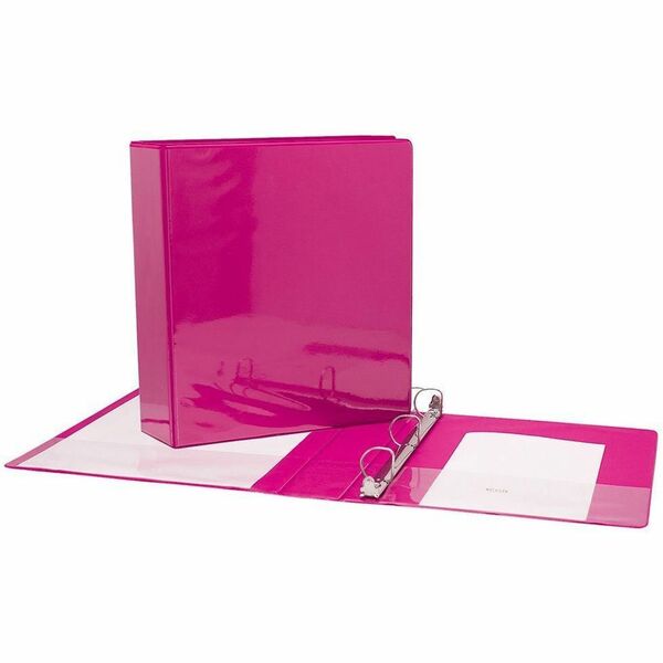 GEO 1.5" Presentation Binder - Pink - 1 1/2" (38.10 mm) Binder Capacity - 1.50" (38.10 mm) Ring - Fastener: D-Ring - Pocket: 2, Front, Back, Spine, Internal - Vinyl - Pink - 1 Each