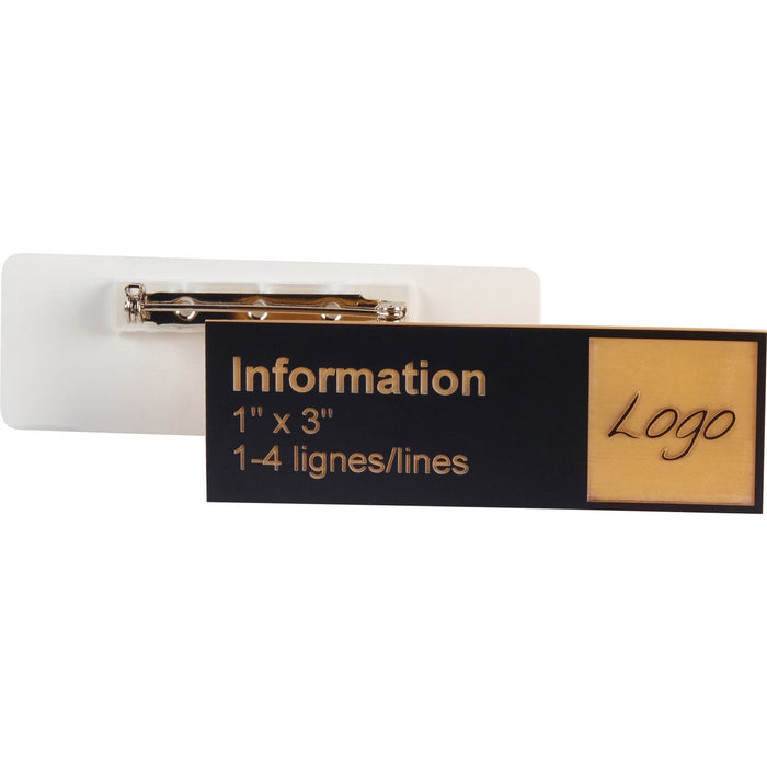 Derome Engraved Badge - 3" (76.20 mm) Width x 1" (25.40 mm) Height - Engraved - 1 Each