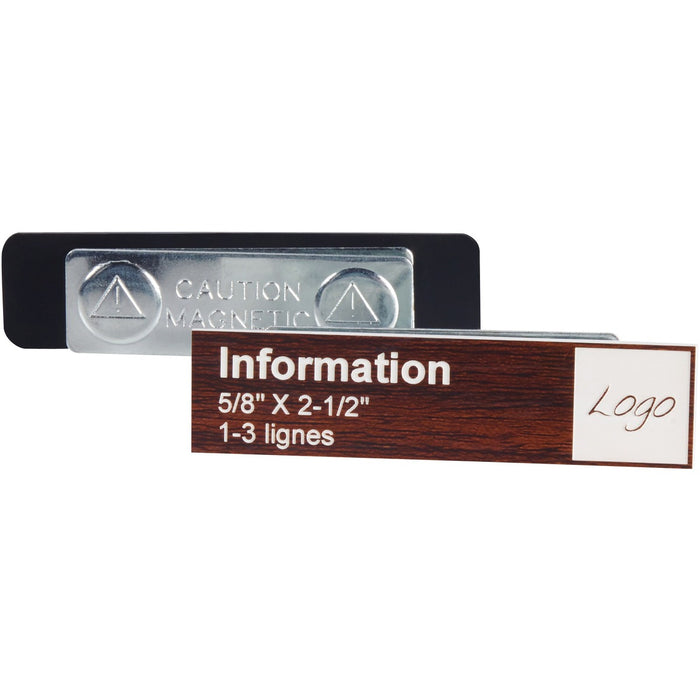 Derome Engraved Badge with Magnet - 2.50" (63.50 mm) Width x 0.63" (15.88 mm) Height - Engraved - 1 Each