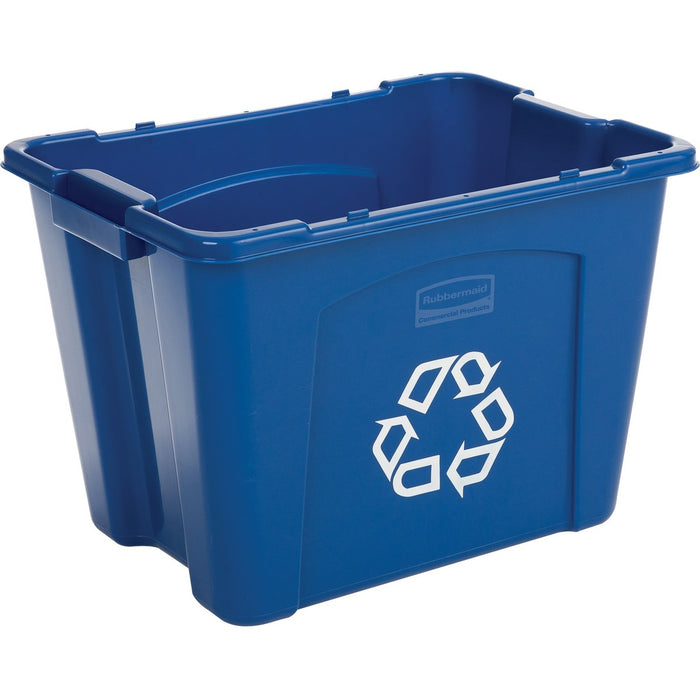 Rubbermaid Commercial Recycling Box 14 Gal Blue - 53 L Capacity - Handle - 14.8" (374.65 mm) Height x 16" (406.40 mm) Width x 20.8" (527.05 mm) Depth - Resin - Blue - 1 Each
