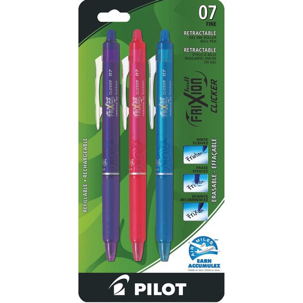 Pilot FriXion&reg; Ball Clicker Retractable Erasable Pen - 0.7 mm (0.03") Marker Point - Refillable - Retractable - Assorted Ink - Rubber Tip - 1 / Pack
