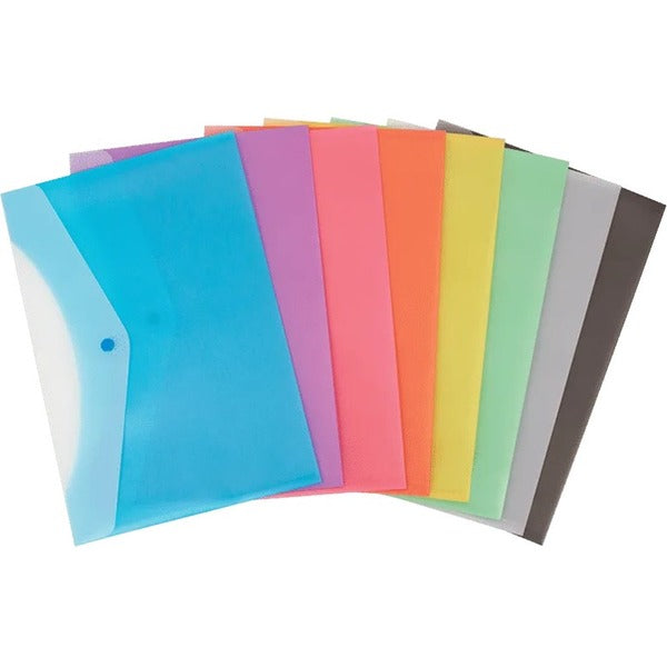 GEO Document Envelope - Document - Letter - Snap - Assorted, Frosted - Polypropylene, Plastic - 1 Each