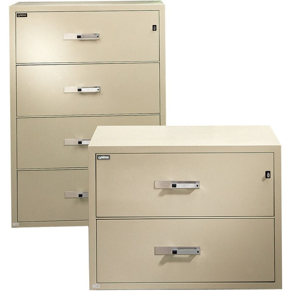 Gardex Classic GL-404 File Cabinet - 38.8" (985 mm) Width x 23.5" (598 mm) Depth x 55" (1398 mm) Height - 4 x Drawer(s) - 9.53" (242 mm) Drawer Height 32.48" (825 mm) Drawer Width 15.47" (393 mm) Drawer Depth - Letter, Legal - Lateral - Fire Resistant, Fu