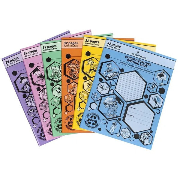 Louis Garneau Small Interlined-Dotted Exercise Book - 32 Pages - Interlined, Dotted Front Ruling - 23.20" (589.28 mm) Height x 18 1/10" (45.97 cm) Width - Laminated Paper Cover - Recycled - 1 Each