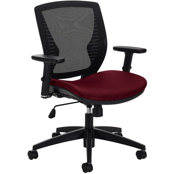 Offices To Go Stradic | Mesh Back Tilter - Wine Seat Color - Fabric Seat Material - Black Back Color - 5-star Base - Armrest - 1 Each