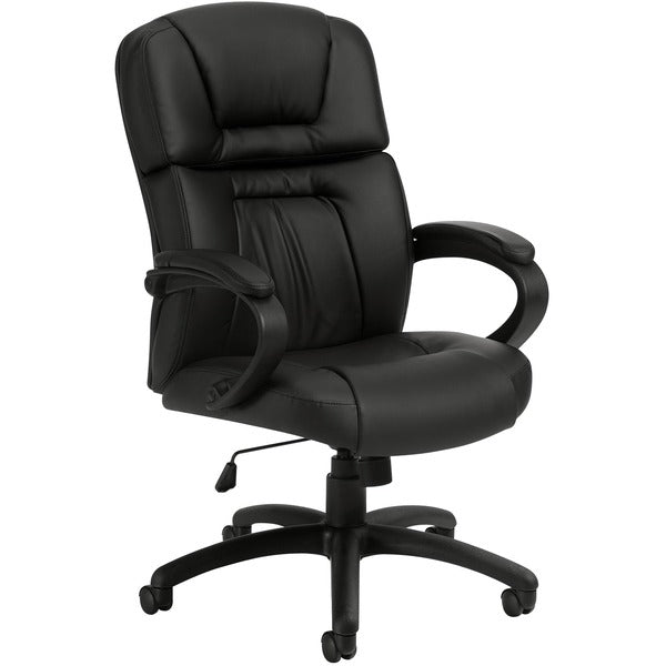 Offices To Go Pacific | High Back Tilter - Black Plush, Bonded Leather, Luxhide Seat - Black Plush Back - High Back - 5-star Base - Armrest - 1 Each