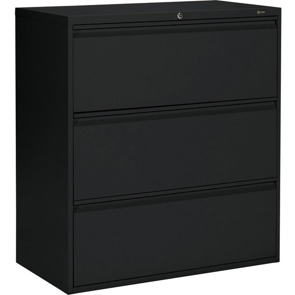 Offices To Go 3 Drawer High Lateral Cabinet - 36" (914.40 mm) Width x 19.3" (488.95 mm) Depth x 39.1" (992.12 mm) Height - 3 x Drawer(s) for File - Lateral - Interlocking, Lockable, Leveling Glide - Black - Metal