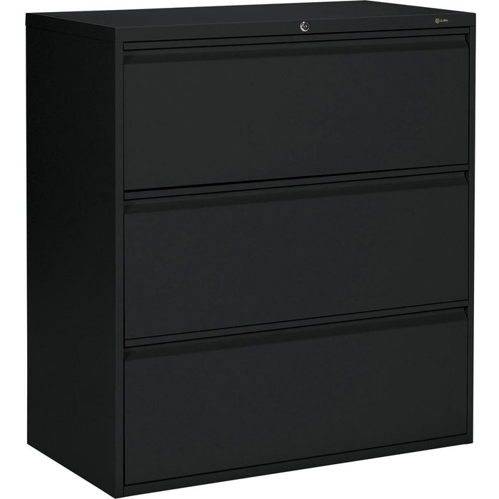 Offices To Go 3 Drawer High Lateral Cabinet - 36" (91.44 cm) Width x 19.25" (48.90 cm) Depth x 39.06" (99.21 cm) Height - 3 x Drawer(s) for File - Lateral - Interlocking, Lockable, Leveling Glide - Black - Metal