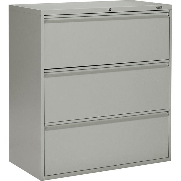 Offices To Go 3 Drawer High Lateral Cabinet - 36" (914.40 mm) Width x 19.3" (488.95 mm) Depth x 39.1" (992.12 mm) Height - 3 x Drawer(s) for File - Lateral - Interlocking, Lockable, Leveling Glide - Gray - Metal