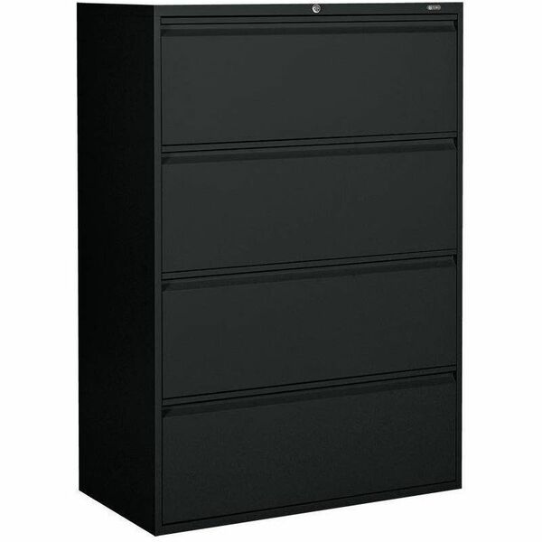 Offices To Go 4 Drawer High Lateral Cabinet - 36" x 19.3" x 52.1" - 4 x Drawer(s) for File - Lateral - Interlocking, Lockable, Leveling Glide - Black - Metal