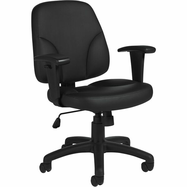 Offices To Go Cobalt | Medium Back Tilter - Luxhide, Bonded Leather Seat Material - Bonded Leather, Luxhide Back Material - Mid Back - Black - 1 Each