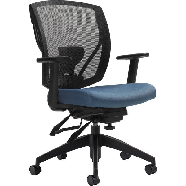 Offices To Go Ibex | Upholstered Seat & Mesh Back Multi-Tilter - Mesh Back Material - Mid Back - Gray - 1 Each