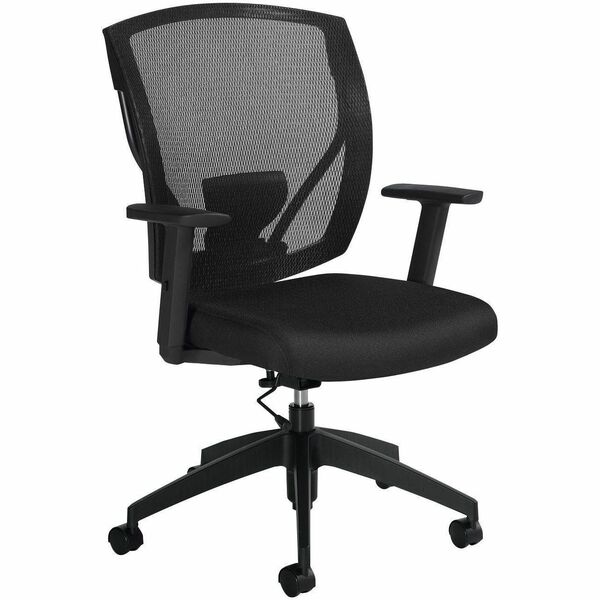 Offices To Go Ibex | Upholstered Seat & Mesh Back Task - Mesh Back Material - Mid Back - Ebony - 1 Each