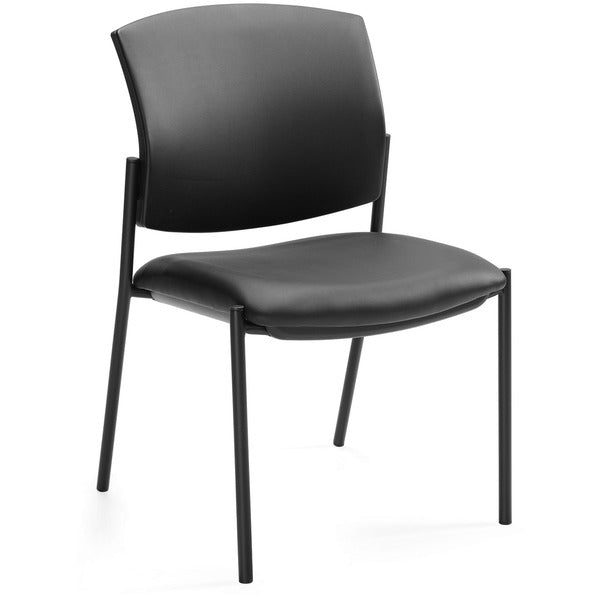 Offices To Go Ibex | Upholstered Seat & Back Armless Guest Chair - Luxhide, Bonded Leather Seat Material - Luxhide, Bonded Leather Back Material - Steel Frame Material - Black - 1 Each