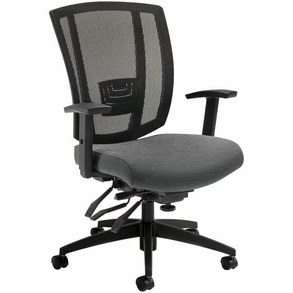 Offices To Go Avro | Upholstered Seat & Mesh Back Multi-Tilter - Polyester Seat Material - Black Back Color - Mesh Back Material - Gravel Road - 1 Each