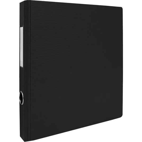 GEO Heavy-Duty Ring Binder - 1" (25.40 mm) Binder Capacity - Letter - 8 1/2" (215.90 mm) x 11" (279.40 mm) Sheet Size - 1" (25.40 mm) Ring - Fastener: D-Ring - Pocket: 2, Internal - Polypropylene - Black - Heavy Duty, Textured, PVC-free, Spine Label, Fing