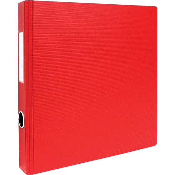 GEO 1" Textured Heavy-duty Binder, Red - 1" (25.40 mm) Binder Capacity - Letter - 8 1/2" (215.90 mm) x 11" (279.40 mm) Sheet Size - Fastener: D-Ring - Pocket: 2, Internal - Polypropylene - Red - Heavy Duty, Textured, PVC-free, Spine Label, Finger Hole - 1