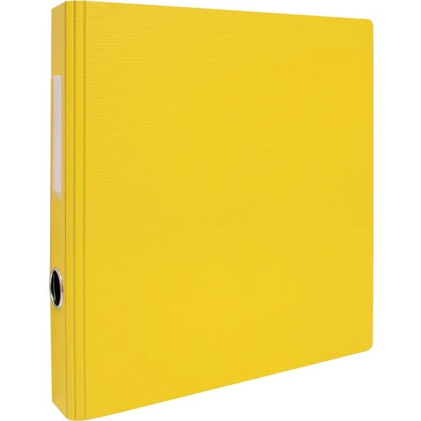 GEO 1" Textured Heavy-duty Binder, Yellow - 1" Binder Capacity - Letter - 8 1/2" x 11" Sheet Size - D-Ring Fastener(s) - 2 Internal Pocket(s) - Polypropylene - Yellow - Heavy Duty, Textured, PVC-free, Spine Label, Finger Hole - 1 Each