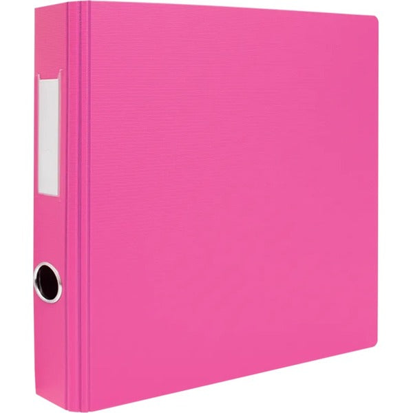 GEO 1.5" Textured Heavy-duty Binder, Pink - 1 1/2" Binder Capacity - Letter - 8 1/2" x 11" Sheet Size - D-Ring Fastener(s) - 2 Internal Pocket(s) - Polypropylene - Pink - Heavy Duty, Textured, PVC-free, Spine Label, Finger Hole - 1 Each