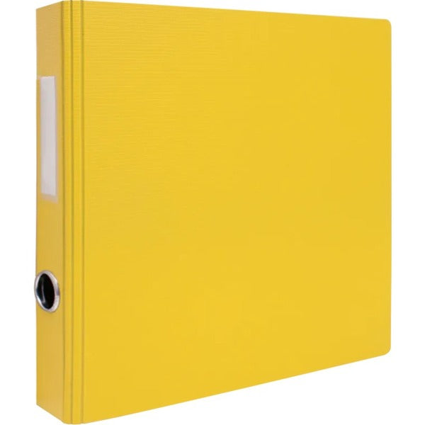 GEO 1.5" Textured Heavy-duty Binder, Yellow - 1 1/2" (38.10 mm) Binder Capacity - Letter - 8 1/2" (215.90 mm) x 11" (279.40 mm) Sheet Size - Fastener: D-Ring - Pocket: 2, Internal - Polypropylene - Yellow - Heavy Duty, Textured, PVC-free, Spine Label, Fin