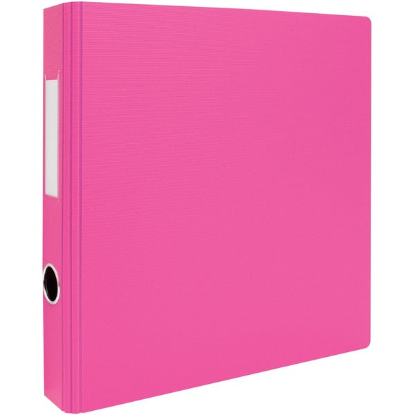 GEO 2" Textured Heavy-duty Binder, Pink - 2" (50.80 mm) Binder Capacity - Letter - 8 1/2" (215.90 mm) x 11" (279.40 mm) Sheet Size - Fastener: D-Ring - Pocket: 2, Internal - Polypropylene - Pink - Heavy Duty, Textured, PVC-free, Spine Label, Finger Hole -