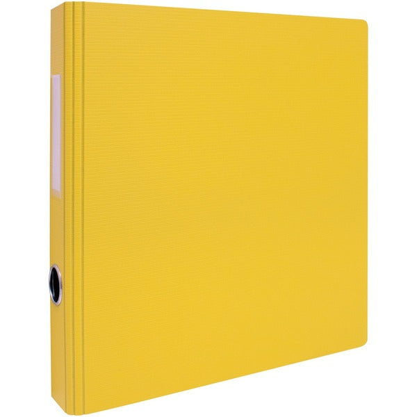 GEO 2" Textured Heavy-duty Binder, Yellow - 2" Binder Capacity - Letter - 8 1/2" x 11" Sheet Size - D-Ring Fastener(s) - 2 Internal Pocket(s) - Polypropylene - Yellow - Heavy Duty, Textured, PVC-free, Spine Label, Finger Hole - 1 Each